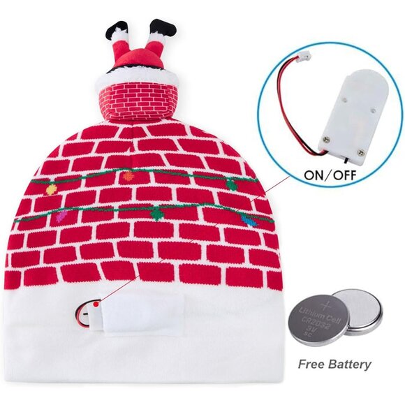 Unisex LED Christmas Sweater Hat Knit Beanie Party Light-up Novelty - Picture 6 of 6